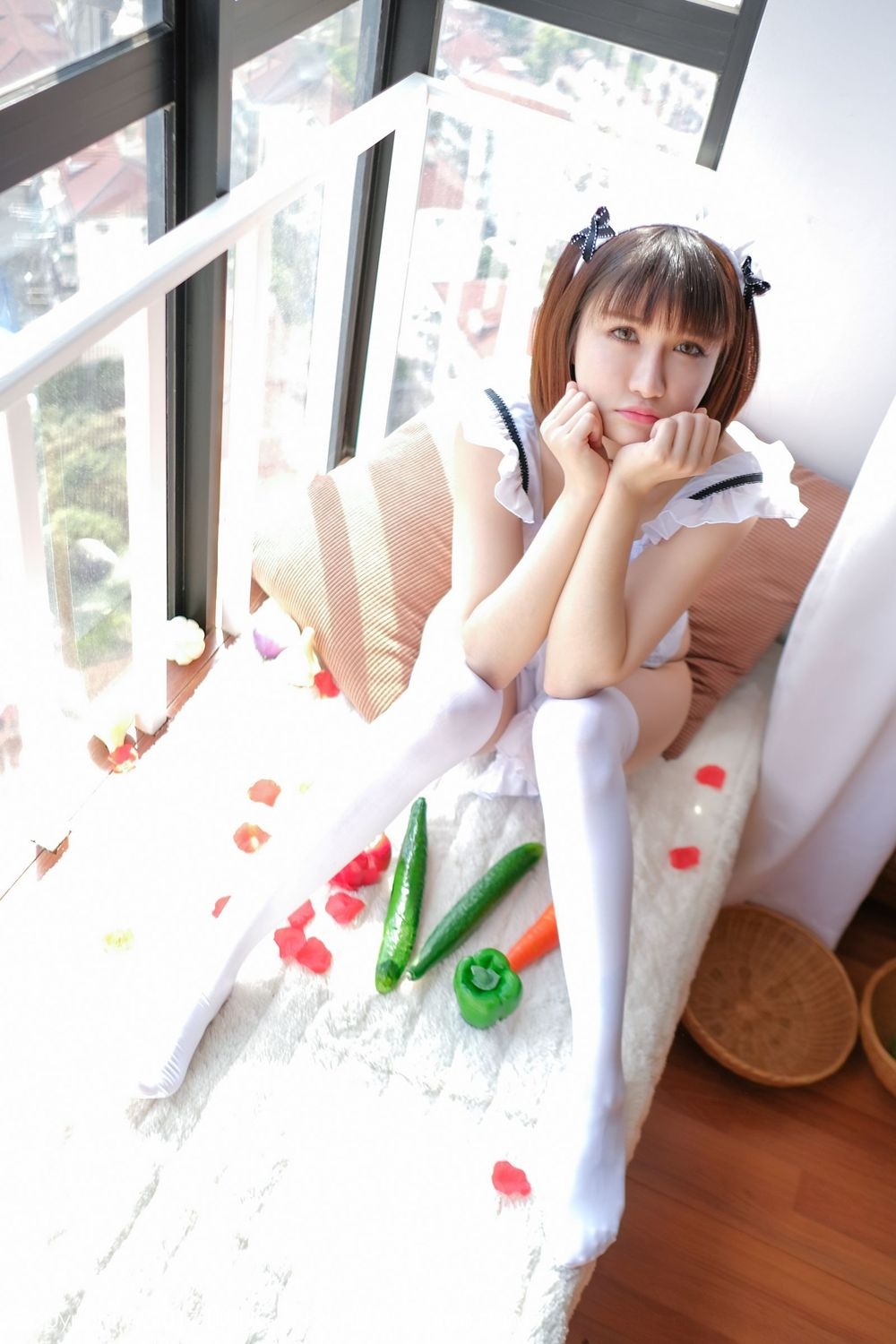 Maid outfit uniform temptation proud jiao meng Ming yan as a person tomato cucumber welfare picture(5)